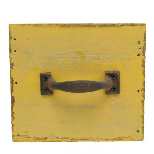 Deko-Schublade Vintage Pflanzgefäß Holz Gelb 12,5×12,5×11cm