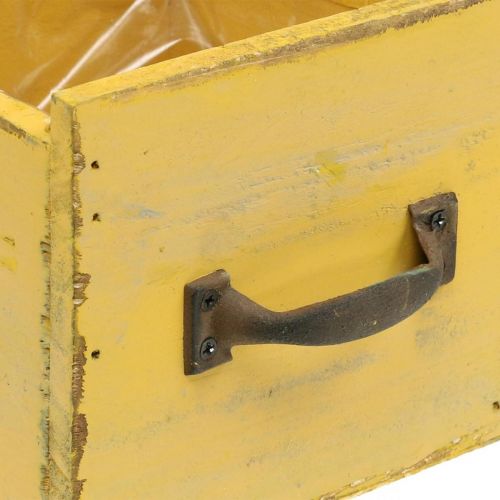 Deko-Schublade Vintage Pflanzgefäß Holz Gelb 12,5×12,5×11cm