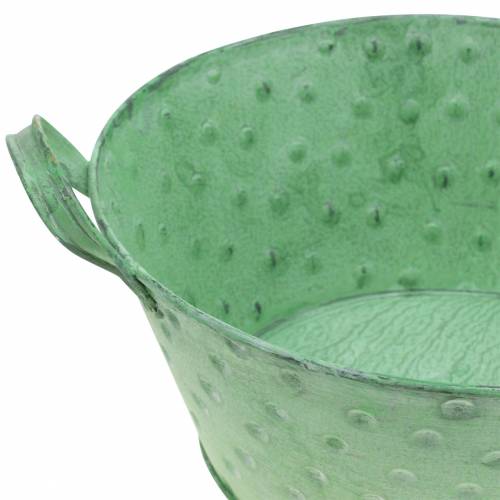 Deko-Schüssel Pflanzgefäß Metall Grün Gewaschen Ø24cm H10cm