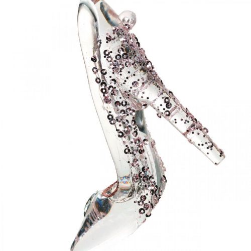Floristik21 Glitzernder Deko-Schuh, Baumschmuck, Märchenschuh, Rosa Kunststoff H10cm