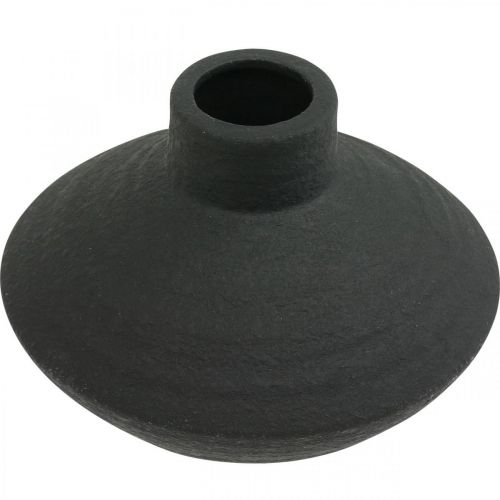 Floristik21 Schwarze Keramik Vase Deko Vase flach bauchig H10cm