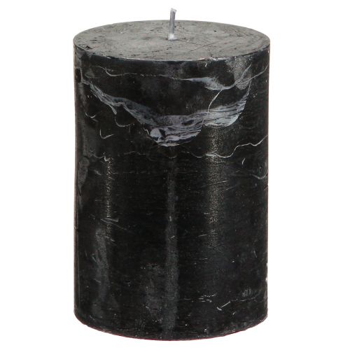 Floristik21 Schwarze Stumpenkerzen 70x100mm 4er Set, durchgefärbt &amp; vielseitig einsetzbar