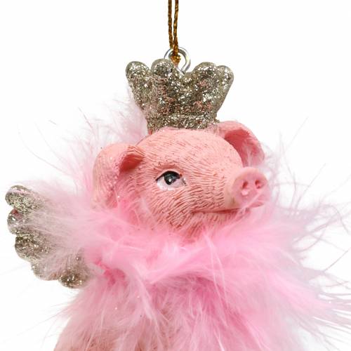 Floristik21 Christbaumschmuck Schwein mit Krone 7,5cm