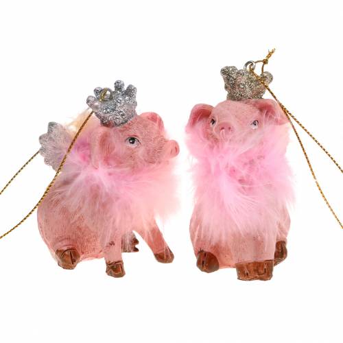 Floristik21 Christbaumschmuck Schwein mit Krone 7,5cm
