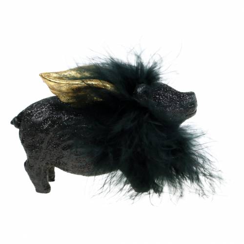 Dekofigur Schwein Glücksbringer Schwarz 9cm 2St