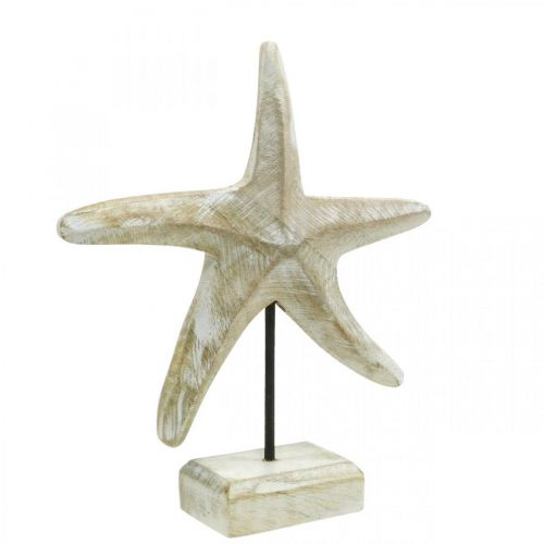 Seestern zum Stellen, Maritime Holzdeko Naturfarben, Weiß H23,5cm
