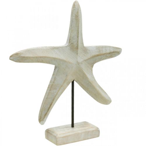 Seestern aus Holz, Dekoskulptur Maritim, Meerdeko Naturfarben, Weiß H28cm | Floristik21.de