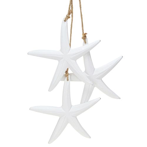 Artikel Seestern Holzdeko Hängedeko Weiß 3er Set 46cm Maritim