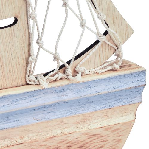 Artikel Segelboot Holzdeko maritim 3er Set Natur Hellblau 25,5×16,5cm