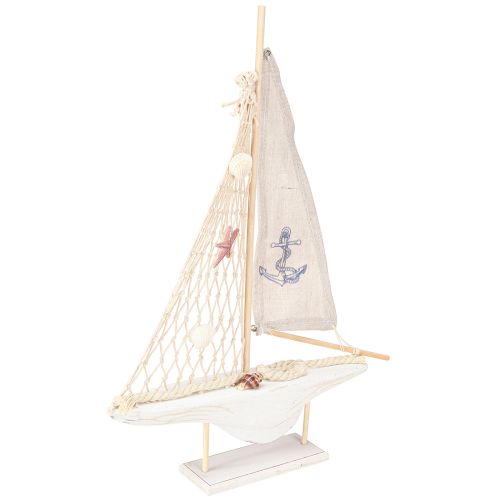 Artikel Segelboot Deko Holz Pinie Natur Weiß Maritim 39cm