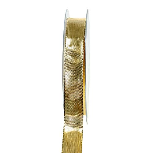 Floristik21 Geschenkband Gold mit Drahtkante 15mm 25m