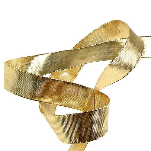 Artikel Geschenkband Gold mit Drahtkante 25mm 25m