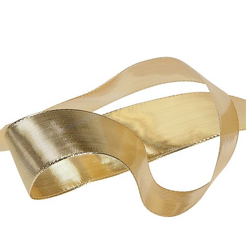 Floristik21 Geschenkband Gold mit Drahtkante 40mm 25m