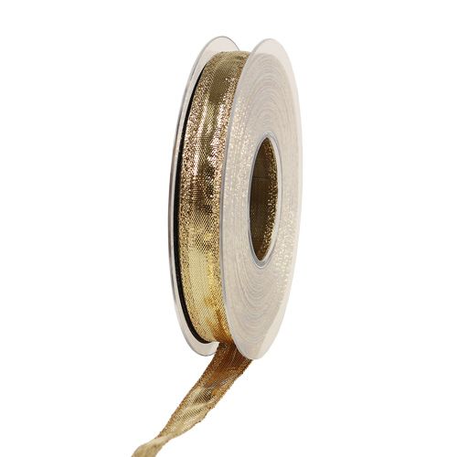 Floristik21 Band mit Drahtkante Gold 15mm 25m