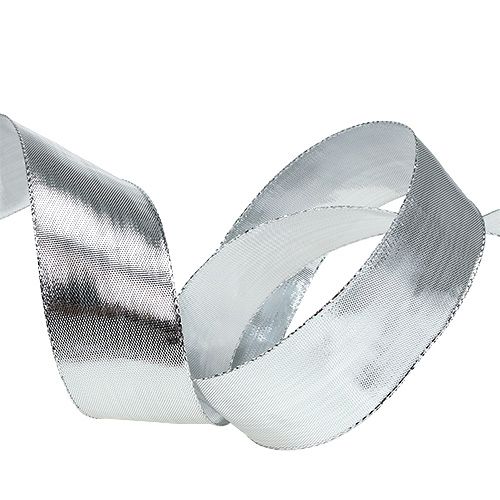 Artikel Geschenkband Silber mit Drahtkante 40mm 25m