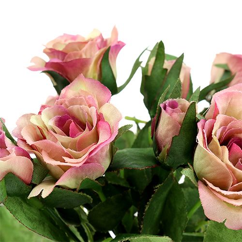 Artikel Seidenstoffblumen Rosenstrauß L26cm Altrosa 3St