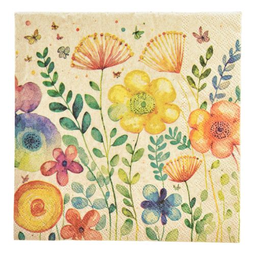 Floristik21 Servietten Frühling Schmetterling Blumen 33x33cm 20 St