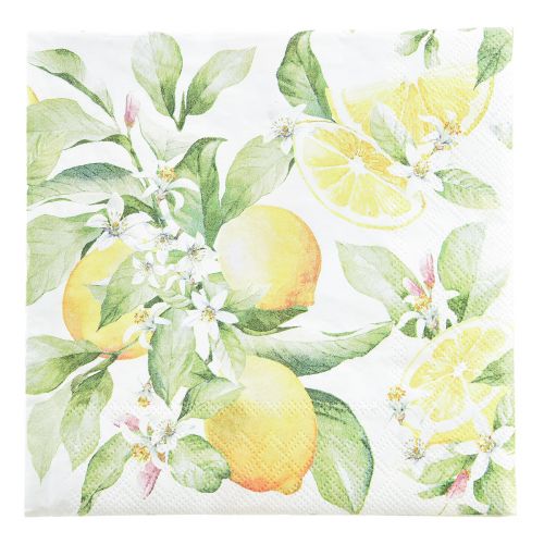 Floristik21 Servietten Weiß mit Zitronen Sommerdeko 33x33cm 20St