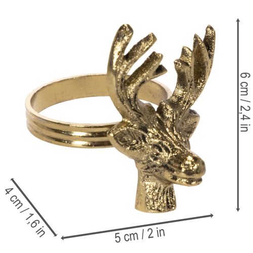 Serviettenring Metall Hirschkopf Goldoptik Ø 6 cm 4er-Set | Floristik21.de