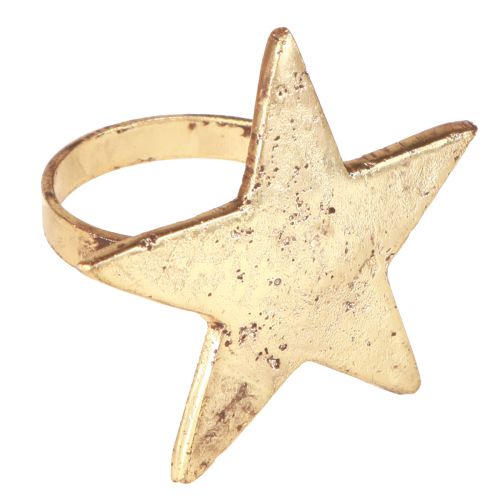 Floristik21 Serviettenringe im Stern-Design - Gold-Antik-Optik 6,5cm Ø 4cm - 4er-Set für festliche Tischdekoration