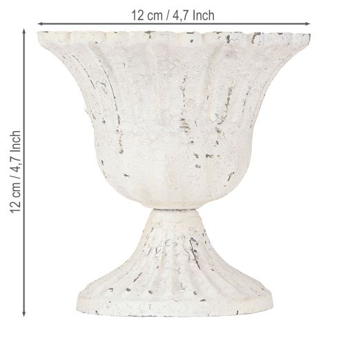 Floristik21 Shabby Chic Deko Metall Pokal Weiß Ø12cm H12cm