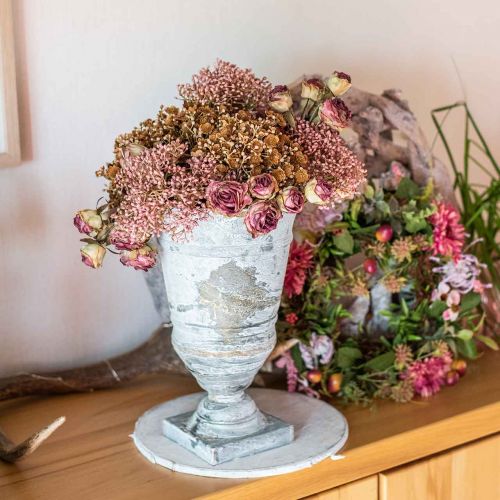 Shabby Chic Pokal Metall Tischdeko Weiss Gewaschen Ø18-5 H29cm