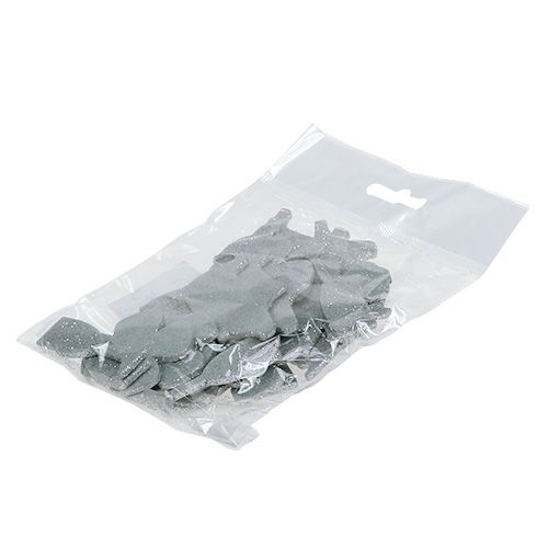 Floristik21 Silvesterdeko Mix Silber mit Glimmer 4cm - 5cm 24 St