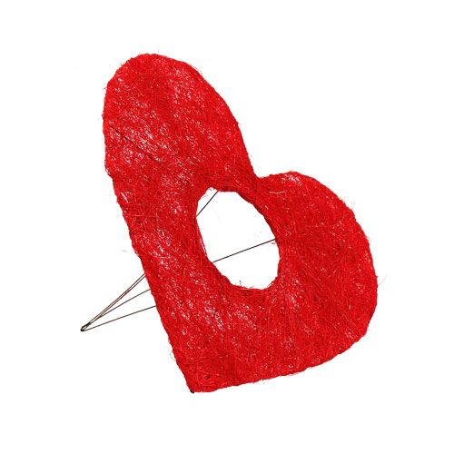 Floristik21 Sisalherzmanschette Rot 15cm 10 St.
