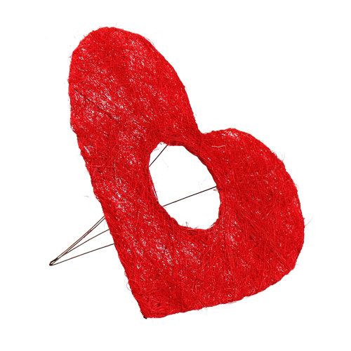 Floristik21 Sisalherzmanschette 20cm Rot Herz Sisal Blumendeko 10 St