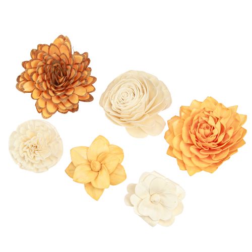Floristik21 Sola Holzblumen Orange Deko Mix 6-11cm 12-15 Stück umweltfreundlich
