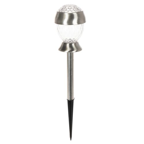Solar-Kugelleuchte mit Erdspieß, 36 cm, Kunststoff, Silber, Set aus 4 Stück