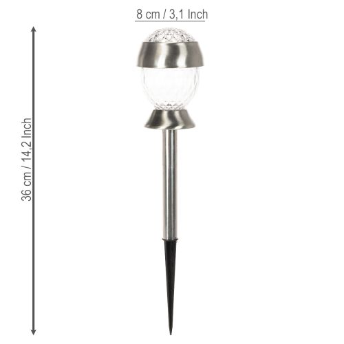 Solar-Kugelleuchte mit Erdspieß, 36 cm, Kunststoff, Silber, Set aus 4 Stück | Floristik21.de