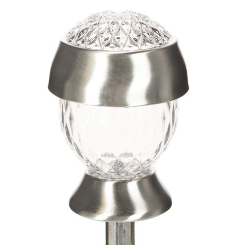 Solar-Kugelleuchte mit Erdspieß, 36 cm, Kunststoff, Silber, Set aus 4 Stück | Floristik21.de