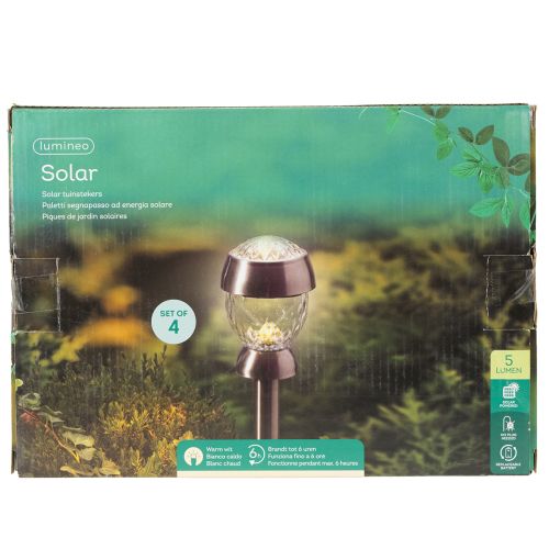 Solar-Kugelleuchte mit Erdspieß, 36 cm, Kunststoff, Silber, Set aus 4 Stück | Floristik21.de