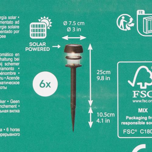 Solar-Gartenleuchte mit Erdspieß 35cm Schwarz LED-Set 6-teilig | Floristik21.de