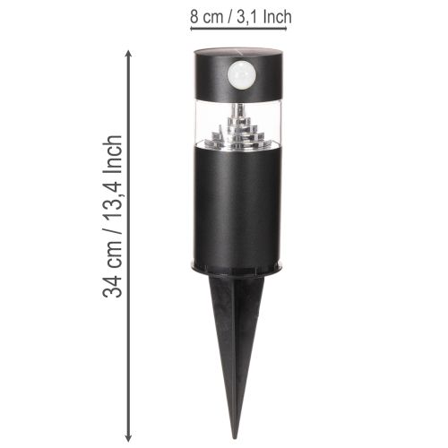 Solarleuchte mit Bewegungsmelder, LED, 34 cm, rostfreier Stahl, warmweiß | Floristik21.de