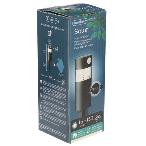 Solarleuchte mit Bewegungsmelder, LED, 34 cm, rostfreier Stahl, warmweiß | Floristik21.de
