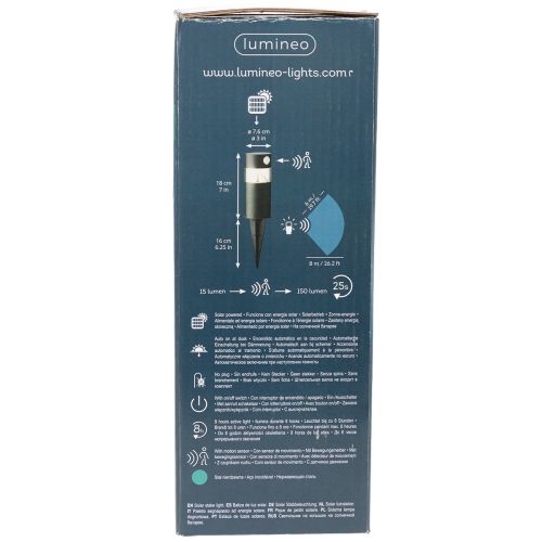 Solarleuchte mit Bewegungsmelder, LED, 34 cm, rostfreier Stahl, warmweiß | Floristik21.de