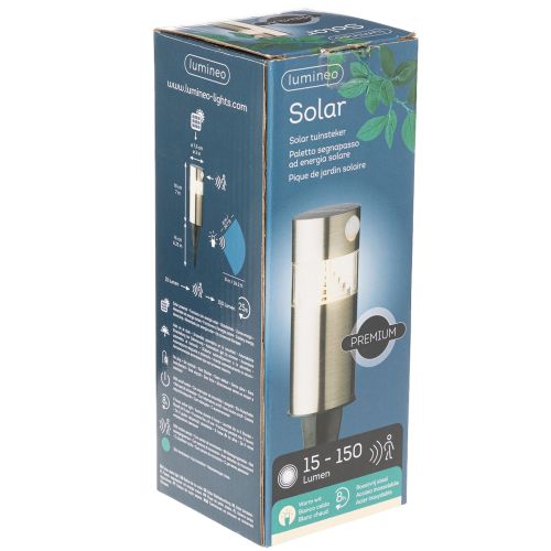 Solarleuchte mit Erdspieß LED Edelstahl 34 cm | Floristik21.de