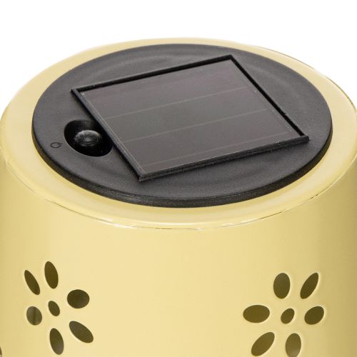 Artikel Solar-Tischleuchte 28cm gelb aus Metall mit Blumenmuster für Balkon und Garten