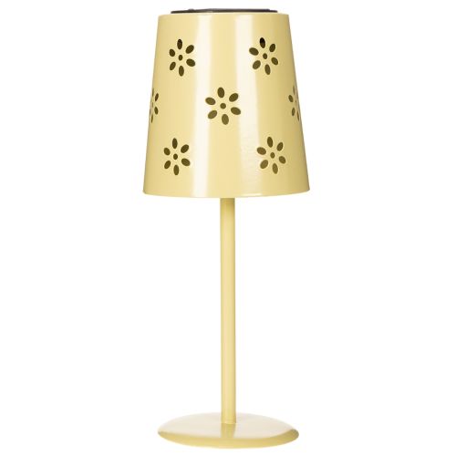 Artikel Solar-Tischleuchte 28cm gelb aus Metall mit Blumenmuster für Balkon und Garten