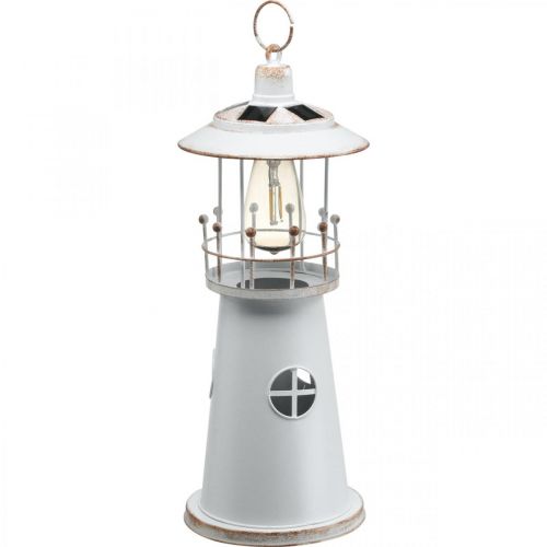 Floristik21 Leuchtturm mit Beleuchtung, Solarlicht Warmweiß, Maritime Gartendeko H47cm Ø18cm