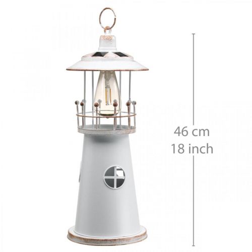Floristik21 Leuchtturm mit Beleuchtung, Solarlicht Warmweiß, Maritime Gartendeko H47cm Ø18cm