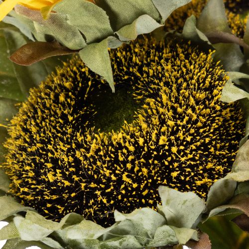 Künstliche Sonnenblumen 58cm, 3 Stiele, mit realistischen Blüten und Blättern, Gelb-Grün | Floristik21.de