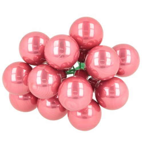 Weihnachtskugeln aus Glas am Draht 20mm glänzend Rosa Rot Set 140 Stück | Floristik21.de