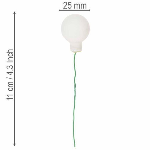 Spiegelbeeren aus Glas am Draht, 25 mm, Weiß matt und glänzend, 140 Stück | Floristik21.de