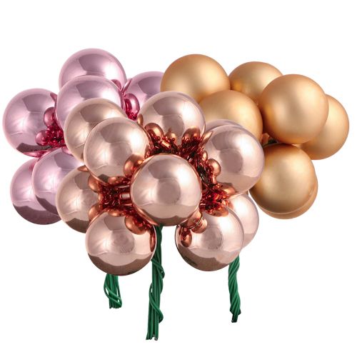 Artikel Glänzende Spiegelbeeren in Apricot Rosa f. festliche Weihnachtsdeko Glas Mini-Kugeln Ø25mm 140tlg