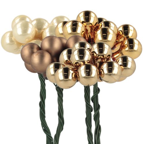 Floristik21 Spiegelbeeren Ø1,5cm Braun-Gold 140St