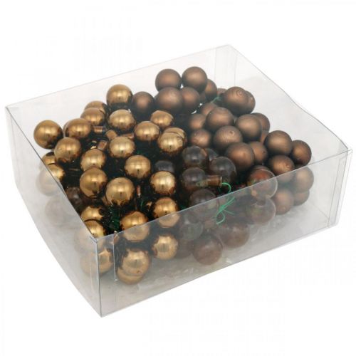 Floristik21 Mini Weihnachtskugel Braun Glas Spiegelbeeren Ø20mm Mix 140St
