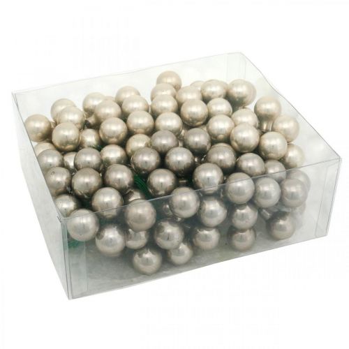 Mini Weihnachtskugel Creme, Grau Spiegelbeeren Glas Ø20mm 140St